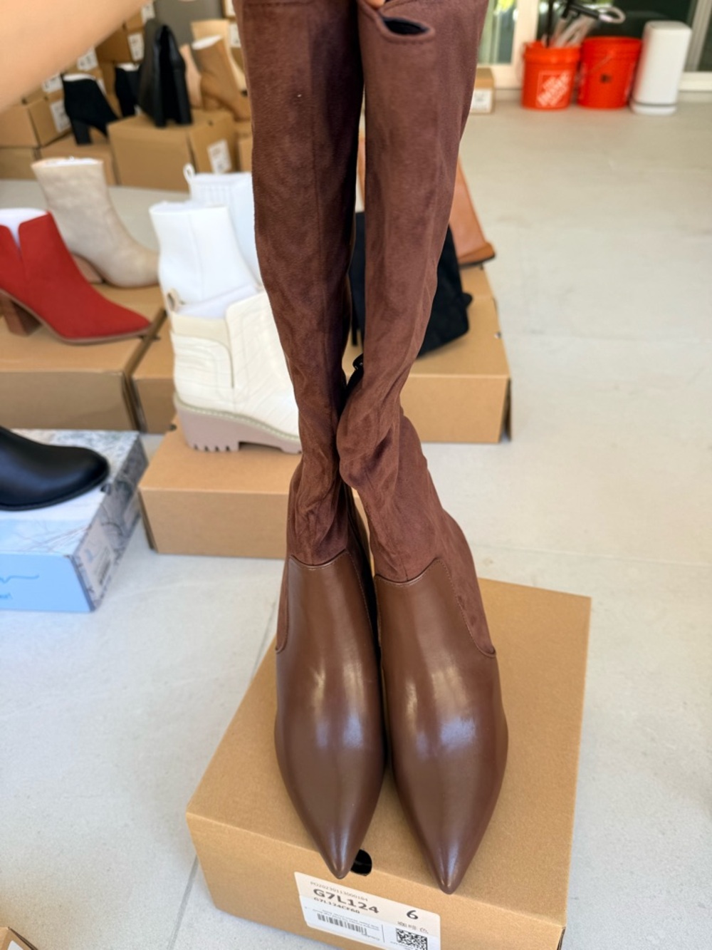 Brown Pointed Toe Over-the-Knee Women's Boots